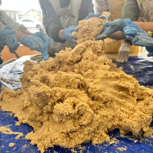 東海村障害者雇用支援施設 まつぼっくり 0308味噌つくり